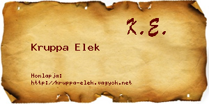 Kruppa Elek névjegykártya